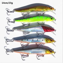 14 cm 23,7 g visserij lokken minnow hard aas met 3 vissen haken vissen tackle lokken 3D ogen gratis verzending Hjia271