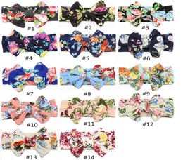 14 couleurs Big Bow ceinture enfants impression enfants bébé fleur bandeaux 2019 nouveaux accessoires de cheveux bohème tête Wrap filles enfants 3946922