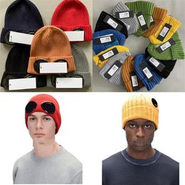 14 Couleur Designer Automne Coupe-vent Bonnets Deux lentilles Lunettes Lunettes Chapeau CP Hommes Chapeaux Tricotés Masque Crâne Casquettes En Plein Air Casual Sp174N