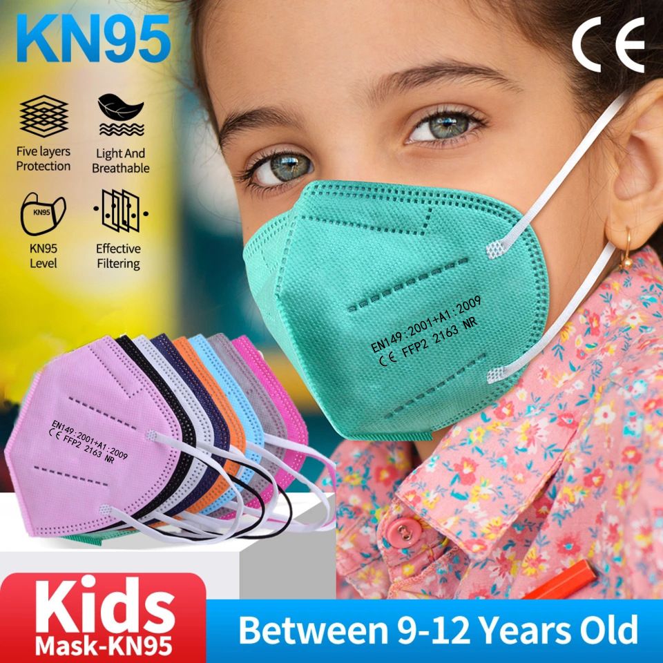 14 Coloré FFP2 KN95 pour masques pour enfants Whitelist Five-Couche Protection Concepteur de visage Masque de visage Protection anti-poussière Protection Filtre en forme de saule Respirateur DHL Navire