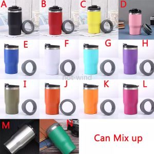 14 couleurs 4-en-1 peut refroidisseur gobelet 14 oz tasse à café en acier inoxydable sous vide support de canettes froides pour 12 oz bouteilles de bière en plein air portable voyage voiture tasse EE