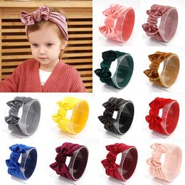 14 kleuren baby fluwelen boog hoofdbanden meisjes grote strik elastische haarbanden effen kleur tulband hoofddeksels hoofd wrap haaraccessoires M2479