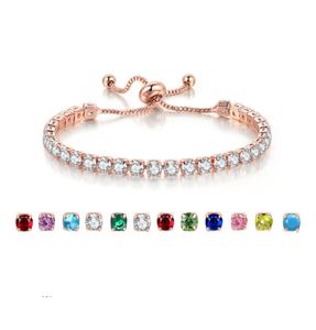 14 kleuren charmante vrouwen tennisarmbanden vergulde 4 mm ronde CZ tennisarmband links voor meisjes vrouwen leuk cadeau voor vriend2460142