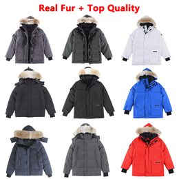 14 Colors Designer Clothing Top Quality Canada G08 G29 Parka Wolf Real Fur Mens Down Jacket Wyndham Parka Womens Coat Winter Body Warmer Lady Coats With Badge XS-XXL