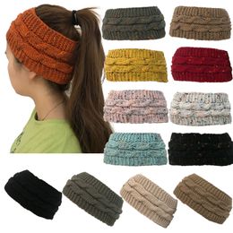 Bandeau torsadé tricoté 14 couleurs, queue de cheval vide, chapeau tricoté, chapeau thermique décontracté pour femmes