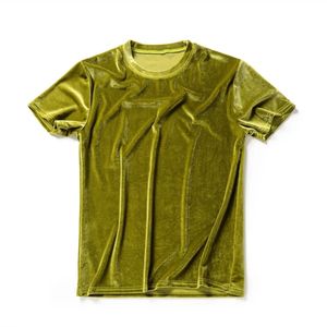 14 kleuren mannen vintage fluweel fluwelen korte mouw t -shirt hiphop casual T -stukken tops man zomer Harajuku roze velour streetwear camisetas 240520
