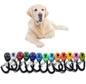 14 kleuren Pet Bark Clicker afschrikken Trainer Pet Dog Puppy Training Verstelbaar geluid Pol Key Chain Universal Dog Training Click1317937
