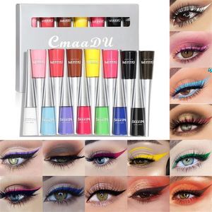 14 kleuren/ set neon vloeistof eyeliner potlood waterdichte kleurrijke blauw groen gele witte oog voering pen vrouwen make -up ogen cosmetica 240327