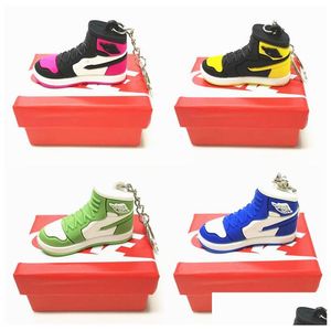 14 kleuren groothandel Designer Mini Sile Sneaker sleutelhanger met doos voor mannen vrouwen kinderen sleutelhanger cadeau schoenen sleutelhangers handtas ketting basketbal S