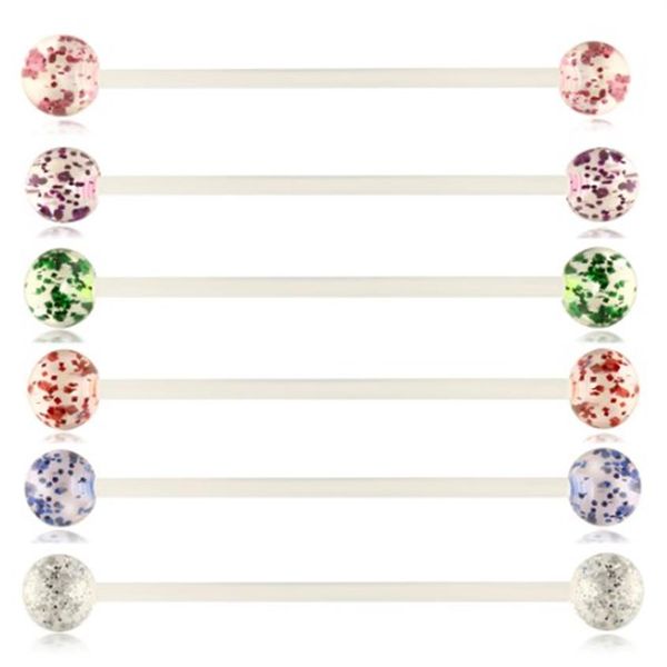 Calibre 14 acrílico UV Industrial Barbell Piercing cartílago pendiente hélice Concha oído Tragus Stud cuerpo joyería mezcla 6 colores 244C