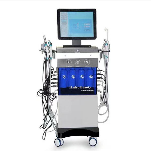 14 en 1 Dermabrasion Skin Facial Aqua Peeling Machine Haute Fréquence Épurateur de Peau Oxygène Facial Machine