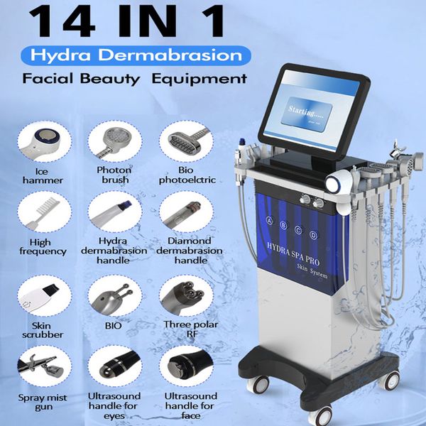 14 EN 1 Diamant Dermabrasion Aqua Peeling Soins De La Peau Beauté SPA Équipement Hydrofacial Jet D'eau Oxygène Hydra Machine