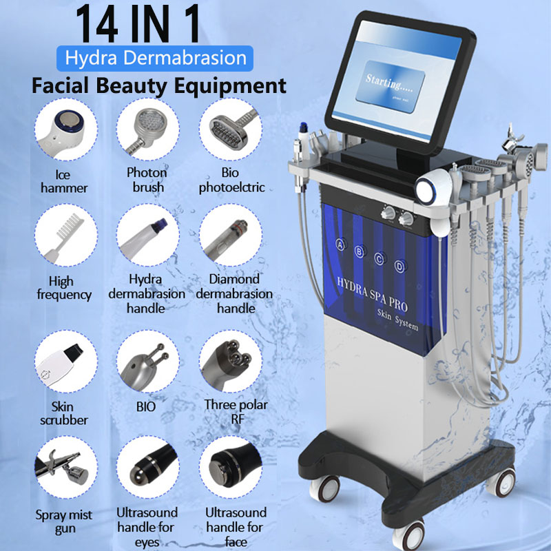 14 w 1 Hydra Dermabrazion Machine RF Skórne Urządzenia Bio Dokręcić skórę wysoką częstotliwość usuwanie plamek do twarzy Peel Maszyny twarzy