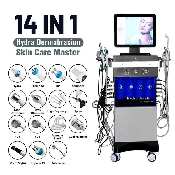 14 en 1 Hydra Facial Jet d'oxygène Machine de beauté Équipement de salon de microdermabrasion Aqua Facial Hydra Dermabrasion Machine faciale avec frais d'expédition par DHL express