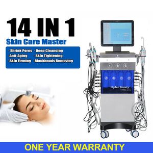 14 en 1 Hydro Microdermoabrasion Skin Lifting Device Multifunción de alta frecuencia Facial Spa Ultrasonido BIO Water Dermabrasion Moisturizer Machine