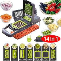 14 In 1 multifunctionele groentesnijder Shredders SlijplicTer met mand fruit aardappel chopper wortel slijter mandoline ss1116