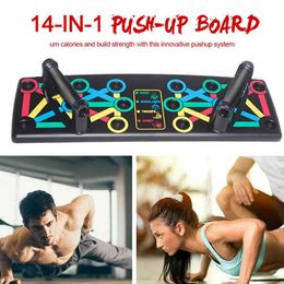 14 in 1 Push Up Rack Board Mannen Dames Fitness Oefening Push-up Stands Body Building Training System Thuis Gym Fitnessapparatuur X0524
