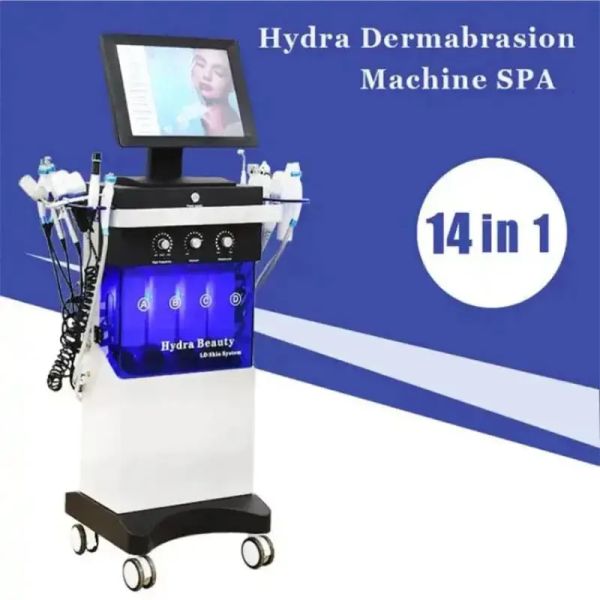 Équipement de beauté pour soins de la peau 14 en 1, épurateur ultrasonique à bulles d'oxygénation, Machine de nettoyage du visage à hydrodermabrasion