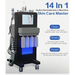 14 IN 1 Scrubber ad ultrasuoni per la pelle del viso Pulizia profonda del viso Drenaggio linfatico Aspirazione Spa Apparecchiatura di bellezza H2O2 Hydra Aqua Peel Machine