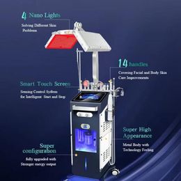 Máquina facial 14 en 1 con chorro de oxígeno y agua, máquina de hidrodermoabrasión con terapia de luz LED de fotones