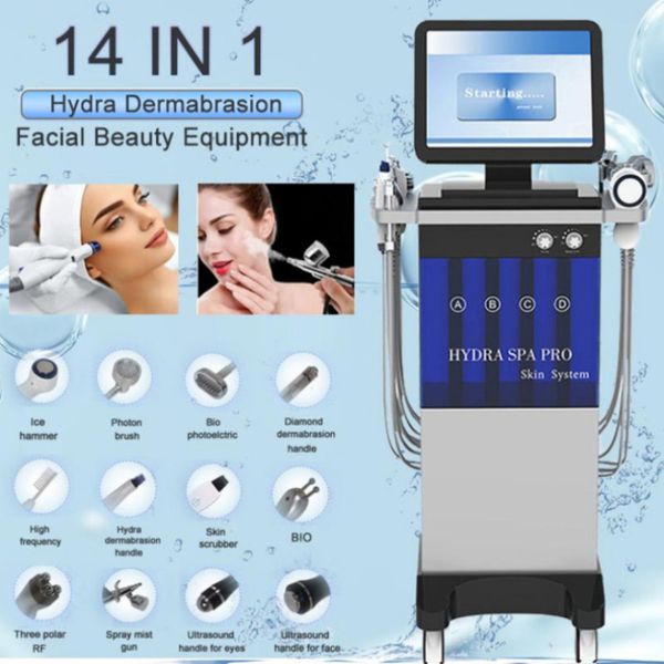 14 in1 machine hydrafaciale diamant peeling microdermabrasion jet d'eau Aqua faciale hydra dermabrasion machine pour spa salon clinique CE277