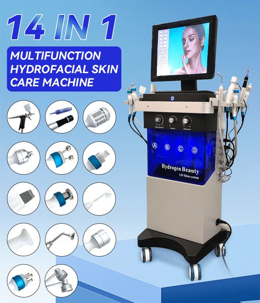 14 IN1 HYDROFACIALS MACHINE MULTIQUE MULTIQUE MODICALLE MAICRODERMABRASION D'EAU AQUA Aqua Hydro Hydro High Dra Dermabrasion Machine