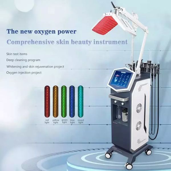 14 in1 Microdermabrasion Machine LED PDT Lifting Device vieillissement de la peau masque facial nettoyage en profondeur Blanchiment Hydratant Supprimer les rides Water Oxygen Spray