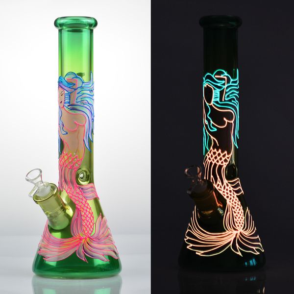 14 pulgadas Acrílico Agua Bong Vidrio Fumar Pipa Hookah 7mm Cabecero Mano Bongs Bongs Hielo Catcher Bowl Dab Rigs Filters