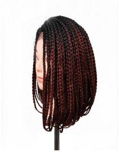 Boîte de 14 pouces Braid Crochet Wig Synthétique en dentelle de dentelle Bob Bob coiffure tressée Wigs avec Bady Hair for Women USA5556440