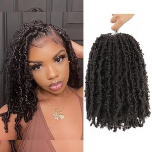 Extensión de cabello trenzado de ganchillo sintético desgastado de mariposa Locs de 14 pulgadas, 80 g/unids, marrón preenrollado LS15