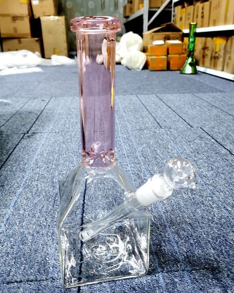 El agua de cristal del cubo de 14 pulgadas Bong las cachimbas del cubilete con el cuenco y los tubos que fuman coloridos femeninos de 18m m del vástago inferior