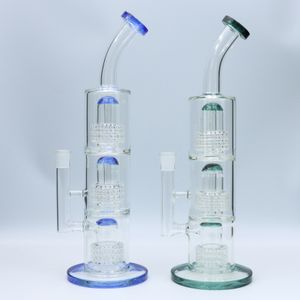 14 pulgadas Glass Bong Waterpipe Hookah Three Layers of Percs Smoking Pipe Bong para el hogar con tazón y cuarzo banger gratis