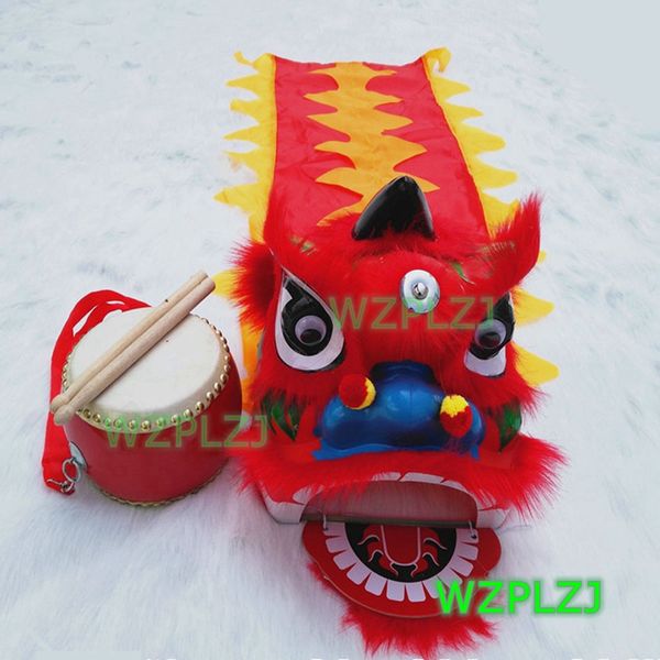 14 pulgadas Lion Dance Costume Drum play 5-12 Age kid Niños WZPLZJ Party Ejercicio Deporte Desfile al aire libre Parad Stage Mascot China performance Toy Kungfu set Traditiona