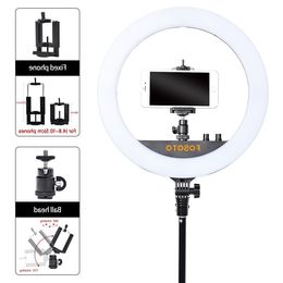 FreeShipping 14 Inch Fotografische Verlichting 3000-6000 K Ring lamp Camera Telefoon led Ring Licht Met Statief En afstandsbediening Voor Make-up Srdkr