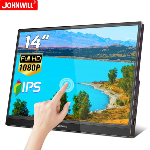 Moniteur portable 14 pouces 1920 * 1080 60Hz IPS LCD Touch Screen Gaming Monitor pour PC Phone Mac Xbox PS 4 5 Switch