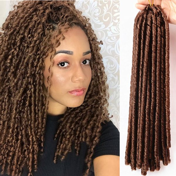 14 pouces Doux Dreadlocks Crochet Tresses Cheveux Synthétiques Dread Cheveux 30 brins / pcs Ombre Brun Bug Faux Locs Tressage Extensions De Cheveux LS07