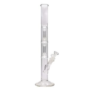 14 inch hoge, heldere dubbele UFO-douchekop Perc Straight Tube Hookahs droge kruidenwaterpijp