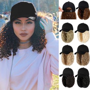 Perruque de chapeau de langue de canard noir frisé en laine de 14 pouces pour les femmes Wig Hat bandeau de perruque en fibre synthétique avec de nombreux styles au choix et supporte la personnalisation