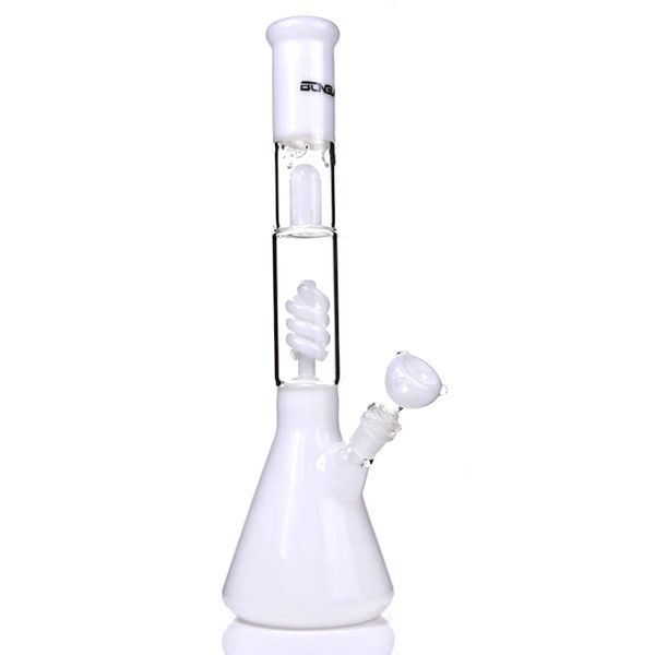 14 pouces bécher bong verre laiteux conduites d'eau bobine condenseur spirale percolateur deux fonctions avec bol de 14 mm