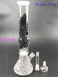 14 pouces bécher verre bong dab plates-formes pétrolières conduites d'eau avec 18,8 mm joint femelle perk peigne filtre capiteux fumer narguilé bécher Glassdiy