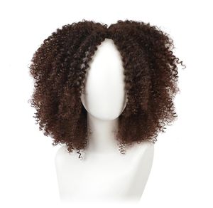 Pelucas rizadas sintéticas marrones de 14 pulgadas para mujer, peluca afro corta ombré de 9 colores, pelo negro Natural afroamericano 5214668