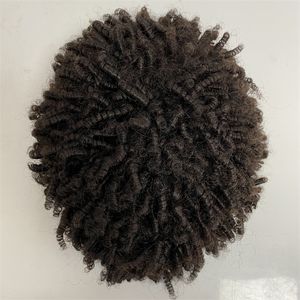 Peluca llena de la PU del rizo del color natural 15m m de los sistemas del cabello humano de la Virgen india de 14 pulgadas para la mujer negra