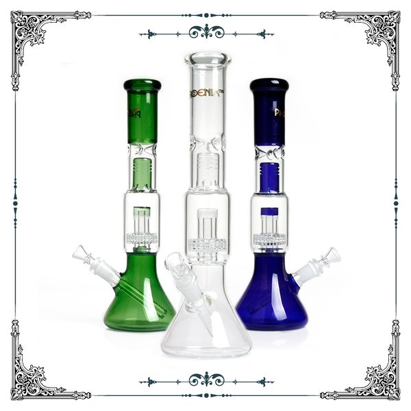 14 pouces Phoenix Star Beaker Bongs en verre Tuyau d'eau Splash Guard Pneu Percolateur Fumer Narguilé Pipe