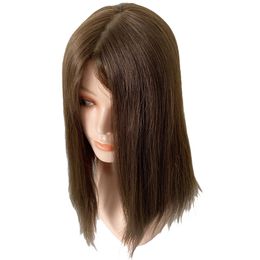 Pelucas Kosher #4 de cabello humano virgen vietnamita de 14 pulgadas, estilo Bob de densidad 130%, peluca sin pegamento judía superior de seda 4x4 para mujer blanca