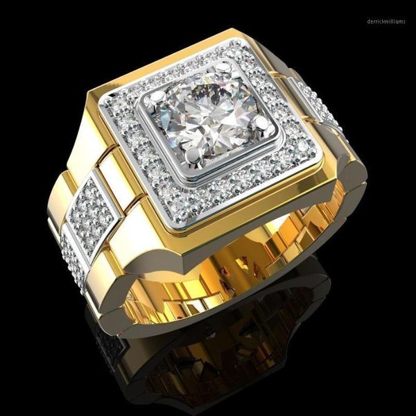 Cluster Ringe 14 K Gold Weißer Diamant Ring für Männer Mode Bijoux Femme Schmuck Natürliche Edelsteine Bague Homme 2 S Männer1