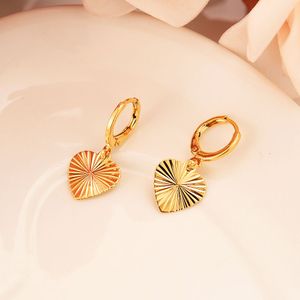 Boucles d'oreilles coeur GF en or massif 14 k jaune femme/fille, bijoux à la mode d'amour pour cadeau africain/arabe/moyen-oriental