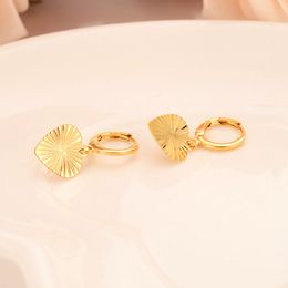 Gele Solid Gold GF Heart Oorbellen Dames Meisje Liefde Trendy Sieraden Radiance Voor Afrikaans Arabisch Midden-Oosten