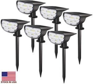 14 LED Solar Landscape Spotlight Outdoor Lighting Spotlights Solar Powered Bright White Dusk naar Dawn 2-in-1 Landscaping Wall Garden