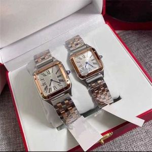 14% de descuento en reloj Reloj tanque Pareja automática Calendario impermeable Luminoso Acero fino Hombres Mujeres Reloj de regalo de San Valentín al por mayor con caja