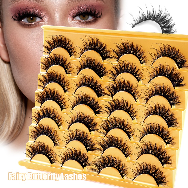 14 Pairs 8D Curl False Eyelashes Faux 3d Mink Eyelash Fairy Butterfly Lashes Extensions Soft Light Fluffy Reusable Cruelty Free Makeup
